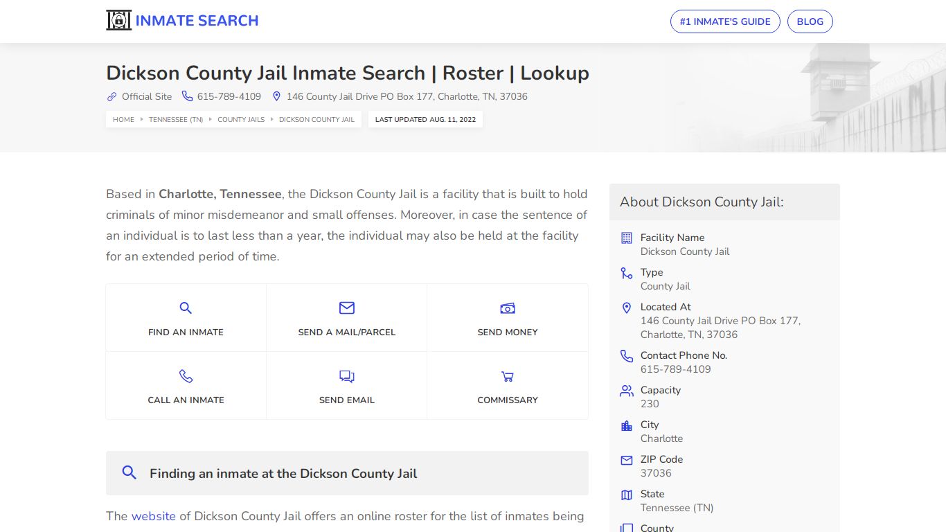 Dickson County Jail Inmate Search | Roster | Lookup